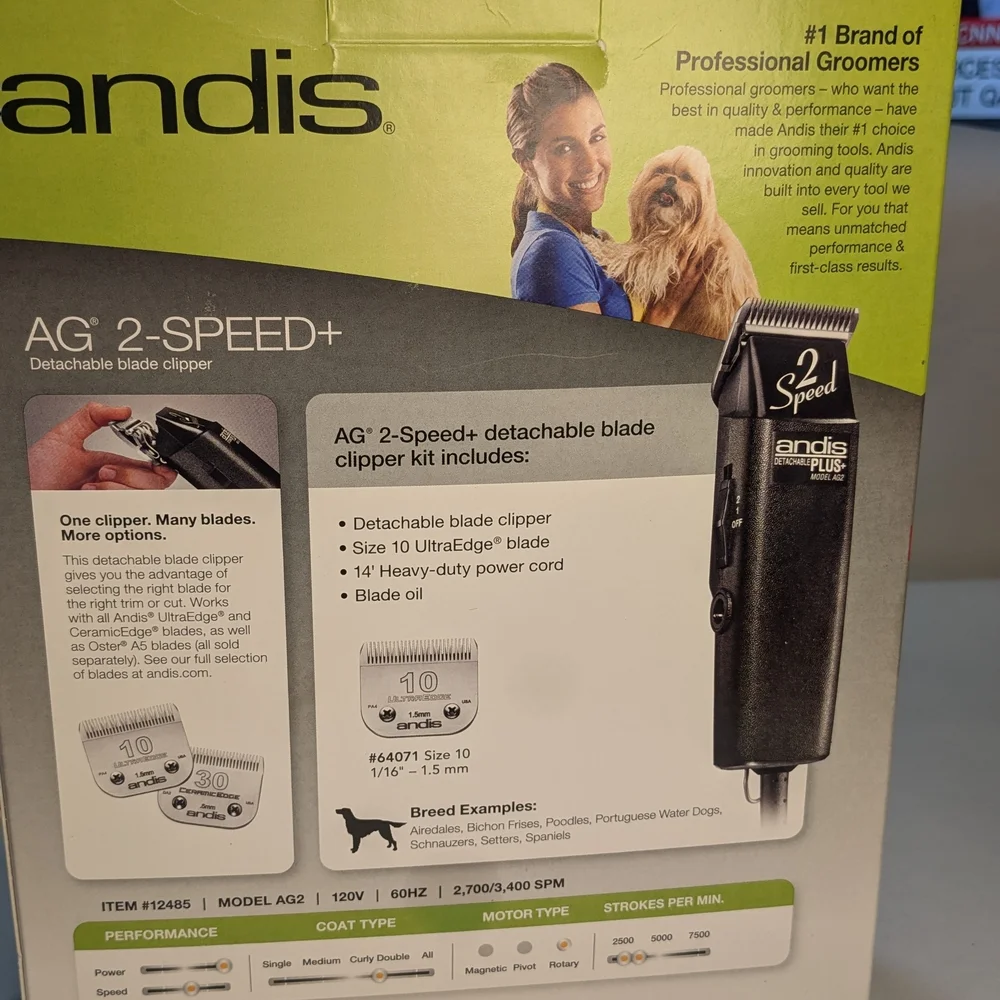 Andis AG 2-Speed+ Black Dog Clipper Bundle with 5 Extra Blades` - Picture 6 of 8